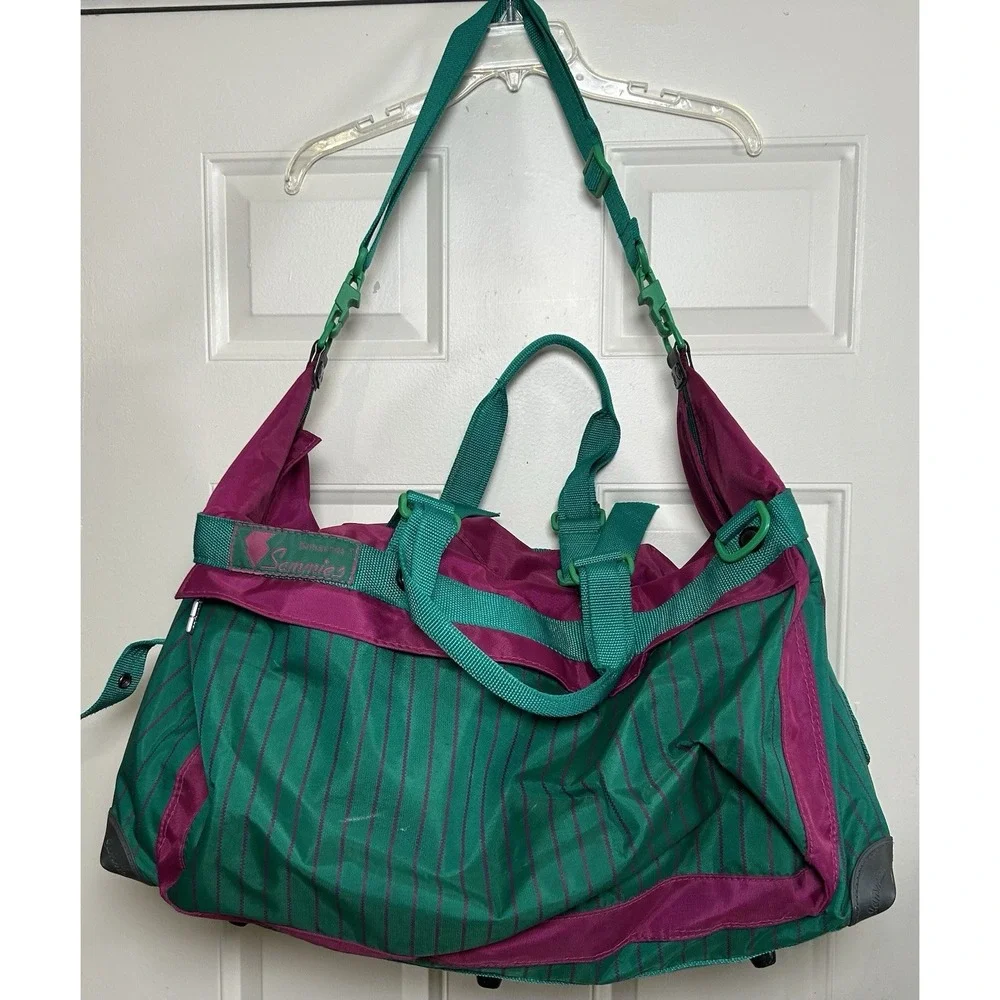 VTG 1991 Samsonite Sammies Luggage Duffle Bag‎ Teal Green Pink Striped